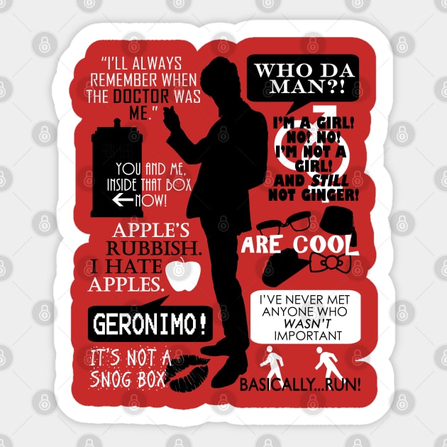 Doctor Who - 11th Doctor Quotes Sticker by Fantality